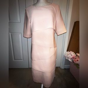 Connected Apparel Layered Stripe Textured Light Pink Dress | Size 10